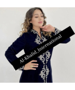 Wedding Kaftan Velvet Navy Blue Moroccan  Caftan Gown Islamic Dubai Roya... - $2,021.76 MXN