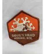 Vintage Devils Head Merrimac Wisconsin Embroidered Iron On Hexagon Patch 3&quot; - £38.93 GBP