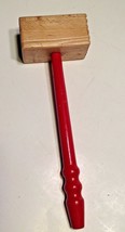 Wood Meat Tenderizer Hammer Mallet Red Handle Vintage Utensil - £12.69 GBP