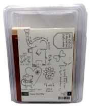 Stampin Up Happy Heart Day 7 Piece Rubber Stamp Kit Unmounted Valentines Sayings - £12.35 GBP