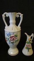 2 Occupied Japan Porcelain Small Vases with Rose & Multiflora Pattern 1947-1952  - $7.00