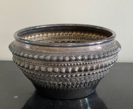 Vintage Laos Silver Repousse Bowl with Airavata Erawan Symbol 509 Grams - $891.00