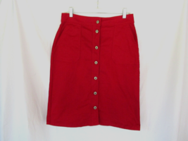 Liz Claiborne skirt midi button front straight  Size 4 red denim patch pockets - $16.61