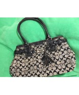 authentic Coach Hampton signature braided bag tote black F1306B - $917.30 MXN