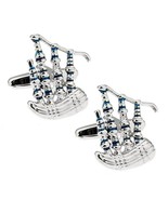 BAGPIPES CUFFLINKS Scottish Wedding Blue Enamel Accents Scotland NEW w G... - $20.99 CAD
