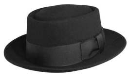 Porkpie Hat  / Deluxe / 100% Wool / Black / Brown / Grey - $35.99
