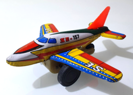 Small Airplane ✱ Vtg Friction Litho Tin Toy &amp; Plastic SE-157 ~ S2 Japan 60´s - £18.03 GBP