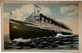 C &amp; B Line Great Ship &quot;Seeandbee&quot;, Cleveland, Buffalo, vintage postcard 1920s - £11.14 GBP