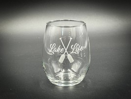 Canoe Paddles Lake Life - Etched 15 oz Stemless Wine Glass - £11.00 GBP