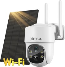 Solar Security Camera Wireless Outdoor Battery Powered PTZ 2.4Ghz WiFi Security  - £59.76 GBP
