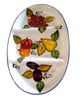 Oneida Vintage Fruit Hand Painted Divided Platter -17&#39;&#39; Long, 12 Wide - £19.78 GBP