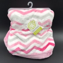 Okie Dokie Chevron Baby Blanket Ultra Plush Pink Gray Zig Zag - £55.74 GBP