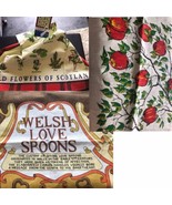 3 Vintage Tea Towels Irish Linen Cotton Welsh Luv Spoons Scottish Flower... - $624.01 MXN