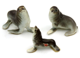 Vintage Bone China Miniature Seal Family of Three Japan - £10.22 GBP