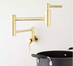New Polished Brass Contemporary Retractable Wall Mount Pot Filler Faucet by Sign - £191.10 GBP