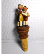 ANRI Mechanical Puppet Dancers Push Base Bottle Stopper Carved Wood Barware - £93.96 GBP