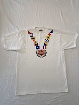 Vintage Naval Military Flag T-Shirt White Mens Large Anchor maritime Arm... - $5.95