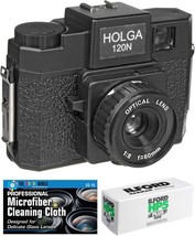 Holga 120N Medium Format Film Camera (Black) With Microfiber Cloth And I... - £51.73 GBP