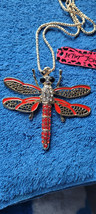 New Betsey Johnson Necklace Dragon Fly Red Shiny Colllectible Decorative Nice - £11.87 GBP