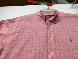 Ralph Lauren Shirt Mens Size 16 1/2  34/35 Pink Check Button Up Yarmouth Shirt - £10.11 GBP
