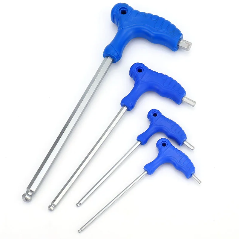 House Home Blue T-handle Blat Head Hex Key Wrench Chrome Vanadium Steel Lengthen - £19.98 GBP