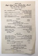 Apollo Club H.S Voice Scholarship Award West  High School 3/8/1947 Program - £11.94 GBP