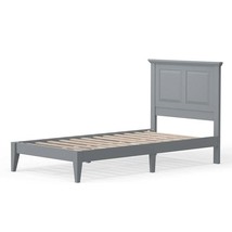 Twin Traditional Solid Oak Wooden Platform Bed Frame with Headboard in Grey - $9,576.25 MXN