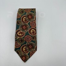 Mens Hathaway Made In Usa Silk Paisley Multi-Color Neck Tie Green Gold Red - £6.77 GBP