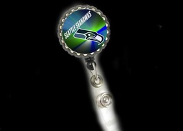 Seattle Seahawks retractable work Id badge reel holder nurse Dr Cna   LPN RN RT - £3.54 GBP+