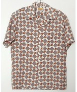 Edison Tropical Leaf Short Sleeve Shirt Checked Brown Medium Jamaica Dis... - £10.36 GBP