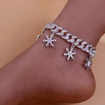 Bling Ice Out Cuban Link Snowflake Anklets For Women Chunky Men Crystal Punk Hip - £15.97 GBP
