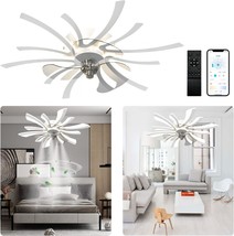 Pitosar Modern Ceiling Fans With Lights Flush Mount 30.7&quot;, 30W Ceiling, White. - £102.25 GBP