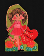 Vintage Valentines Day Card Girl Jumping Rope - £5.19 GBP