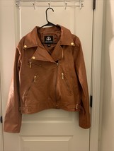 Dereon Women&#39;s Moto Biker Zip Jacket Faux Leather Size XL Rust Brown - £79.80 GBP