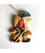 Vintage Christmas Resin Anri Elf Gnome Ornament w/Mushroom &amp; Basket 2.5”H - €15,42 EUR