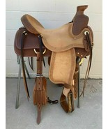 Western Brown &amp; Natural Hand Carved Roper Wade Saddle Size 13&quot; To 17&quot; Inch - $527.21 CAD+