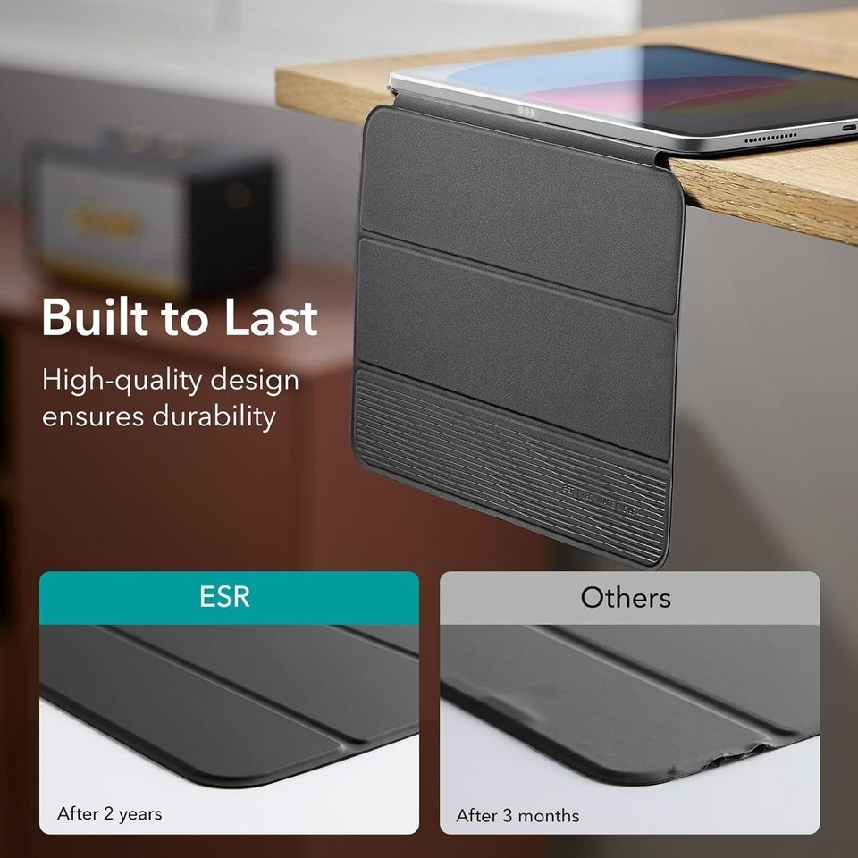 ESR iPad Air 4 Magnetic Smart Folio Tri Fold Hard Case Black Leather Item image 3