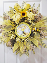 Handmade Always Bee Humble and Kind Themed Deco Mesh Wreath 26x26 inches - £43.83 GBP