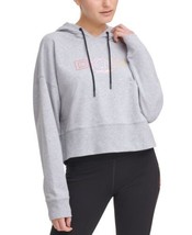 DKNY Womens Ombre-Logo Cropped Hoodie Color Pearl Grey Heather Size X-Large - £43.96 GBP