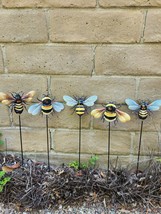 20&quot; H, Colorful Metal Bees Garden Stake, Home Decor, Choose Quantity - $14.87+