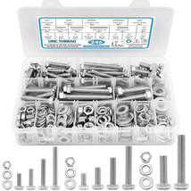 246PCS Hex Head Nuts and Bolts Assortment Kit, Stainless Steel with Case - £34.12 GBP