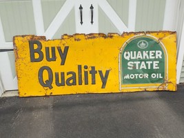 Vintage Quaker State Embossed Metal Sign - $8,467.55 MXN
