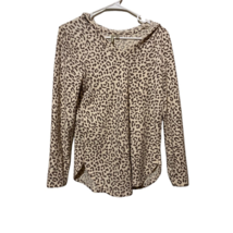 Versona Sweatshirt Women&#39;s S Beige Animal Print Leopard Long Sleeve Hooded - £11.42 GBP