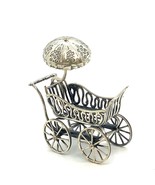 Vtg Sterling Signed Italy Victorian Filigree Style Baby Pram Trolley Min... - £109.50 GBP