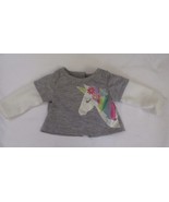 18&quot; Doll Gray &amp; White Unicorn Shirt Top - $10.26 CAD
