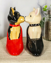 Kissing Chihuahua Dogs In Red And Black Pump Heel Shoes Salt And Pepper ... - £13.28 GBP