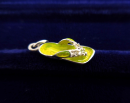 Sterling Silver Green Enamel Sandal Flip-Flop Bracelet Charm - €6,50 EUR