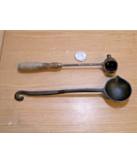 2 Antique Ladle Cast Iron Lead Pouring Melting Dipper Spoons Vintage - $47.52