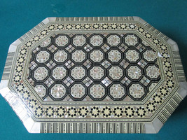 Handcrafted Mother of Pearl Inlaid Wood MIDDLE EASTERN Jewelry Box 11x8&quot; origina - £127.58 GBP