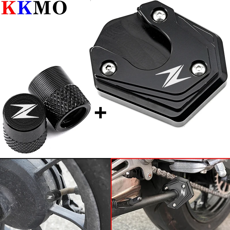 Z Accessorie CNC Kickstand Foot Side Stand Enlarger Pad &amp; Tire Valve Cap For - £10.18 GBP+